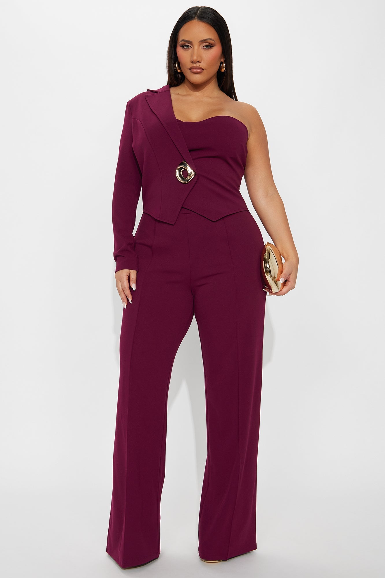 Selena One Shoulder Jumpsuit - Plum