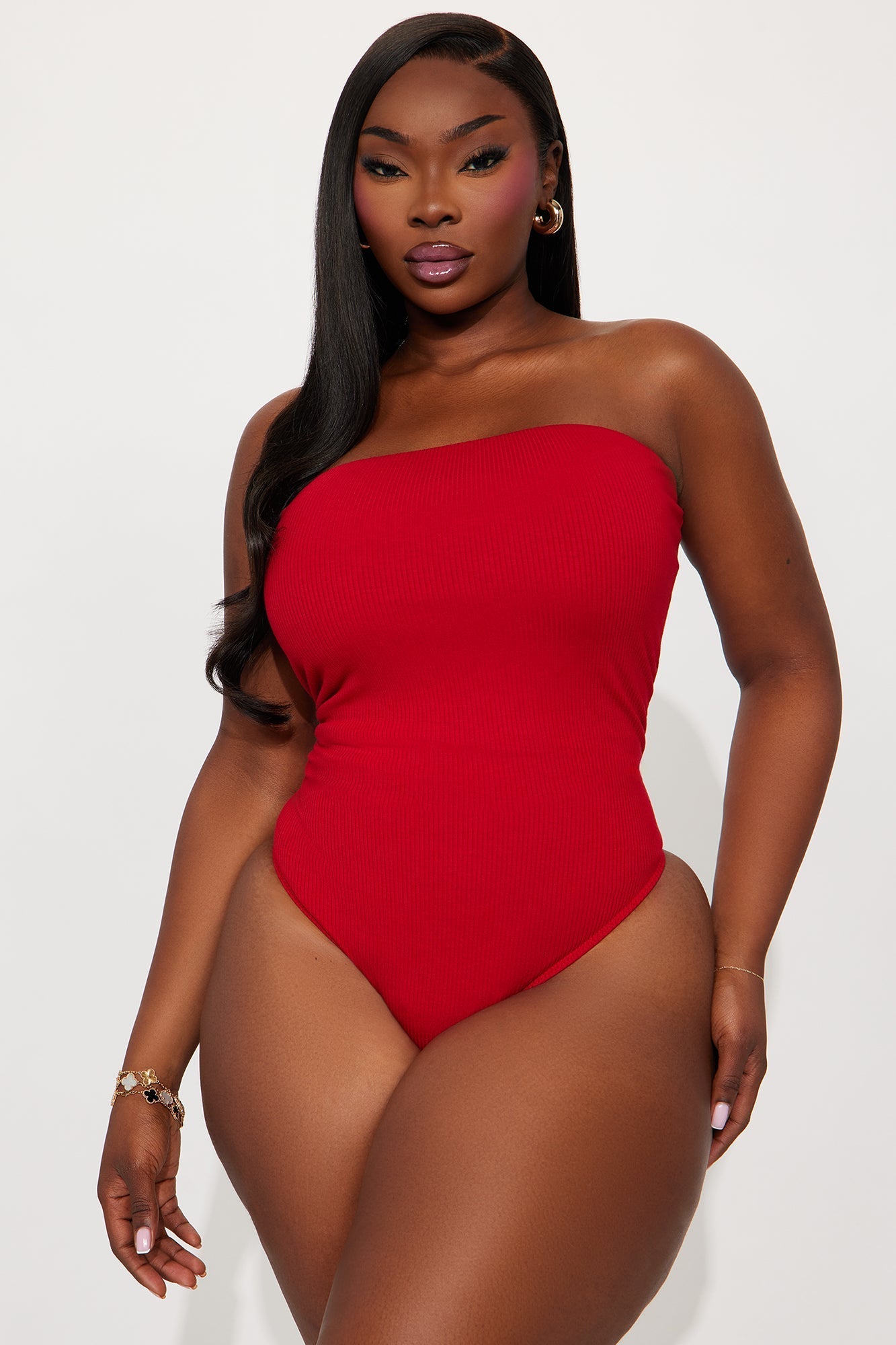 Demi Double Lined Tube Bodysuit - DarkRed