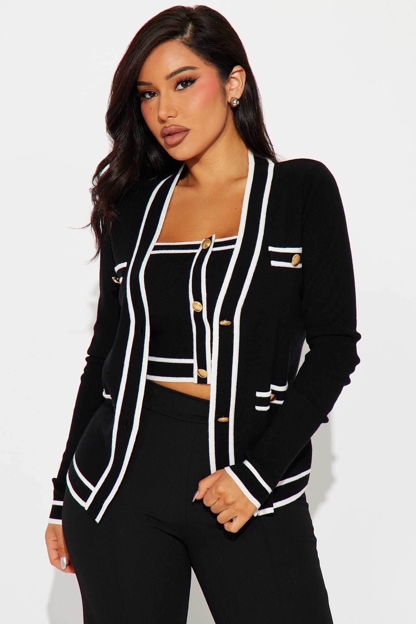 Lunch In Paris 2 Piece Sweater - Black/White