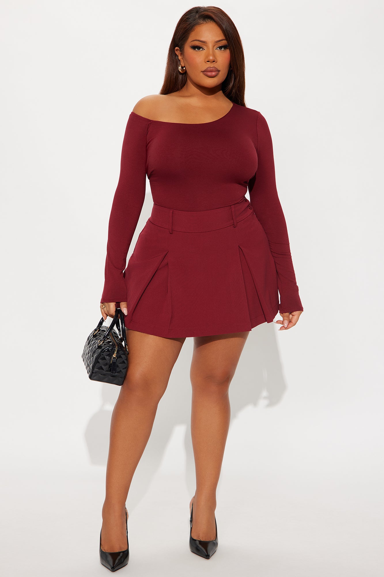 Hold Me Tighter Lace Up Top - Burgundy