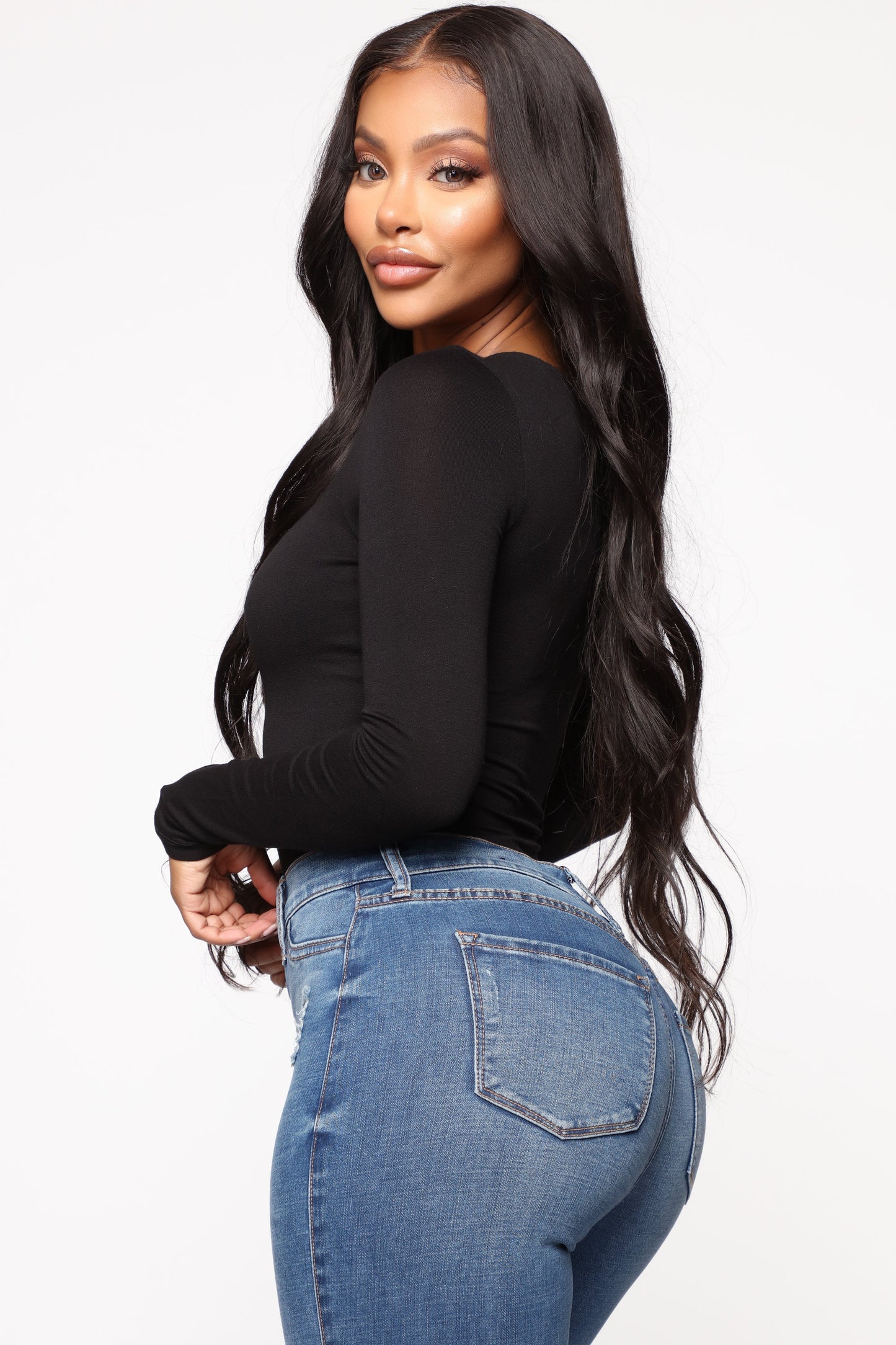 Yasmeen Square Neck Top - Black