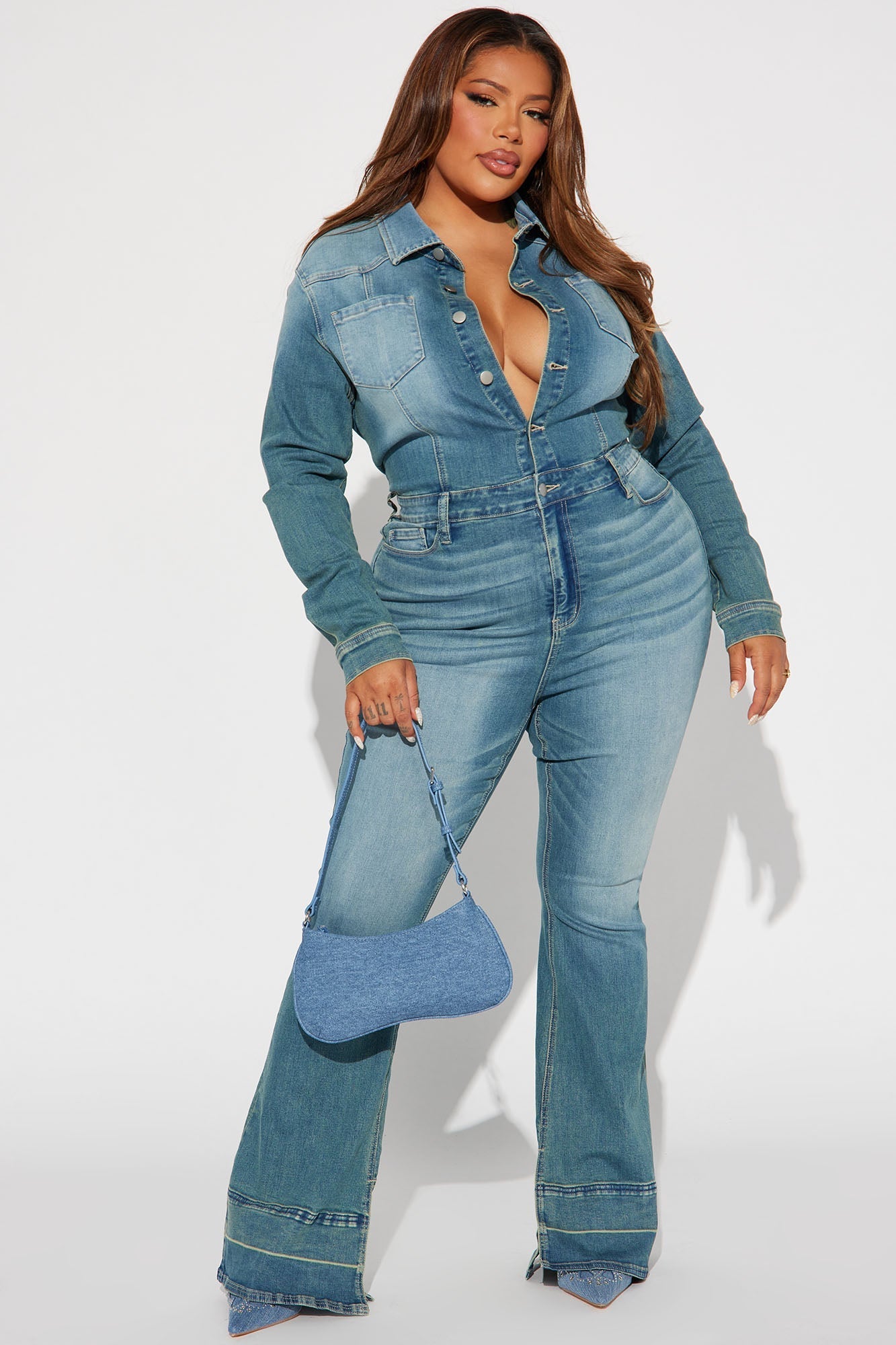 Playing Games Denim Jumpsuit - Denim