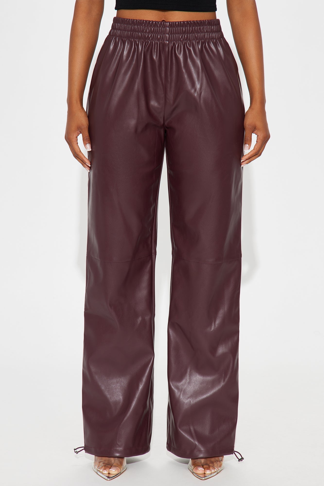 Dana Faux Leather Jogger Pant - Burgundy