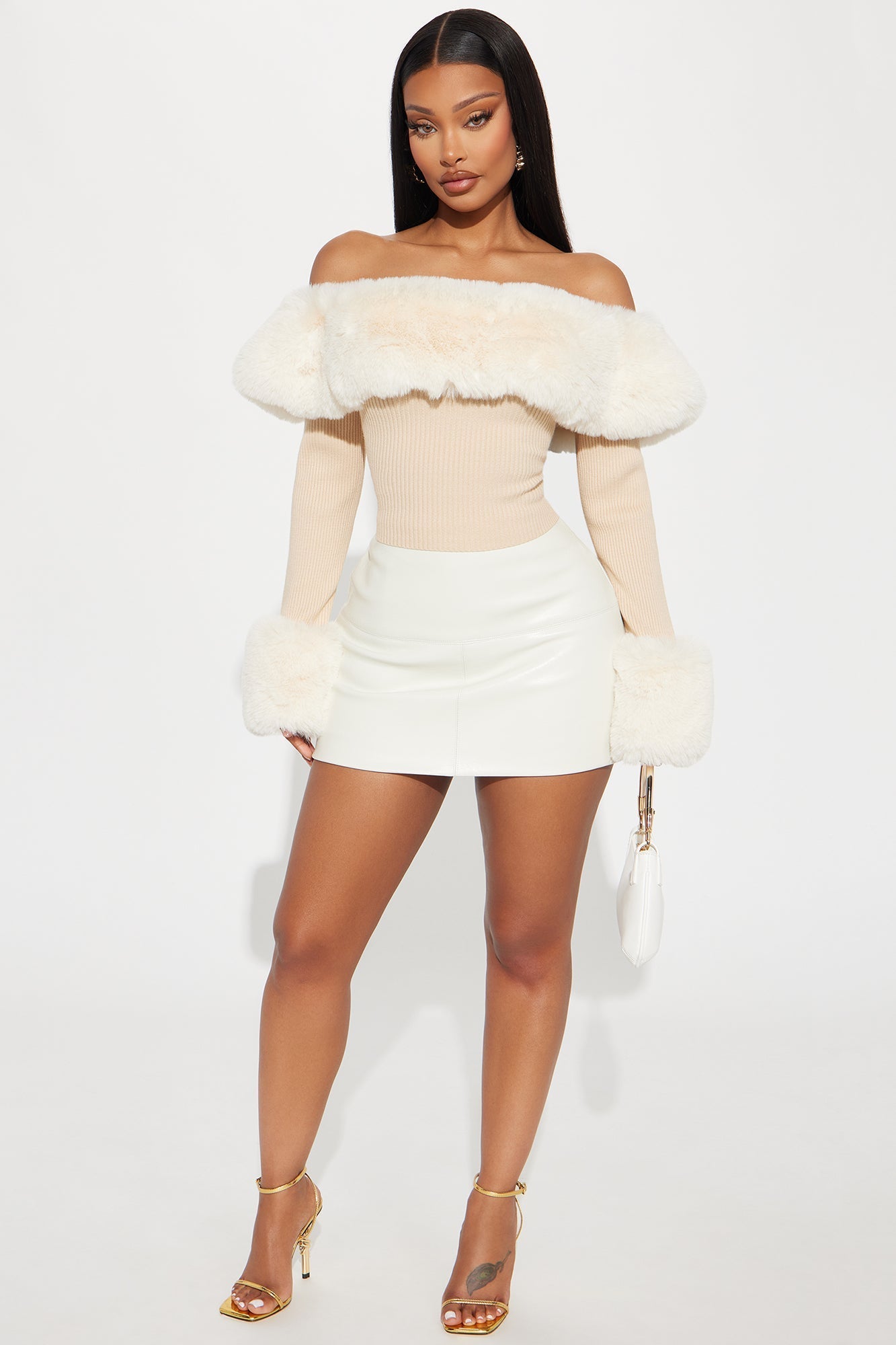 Snow Bunny Faux Fur Sweater - Taupe/combo
