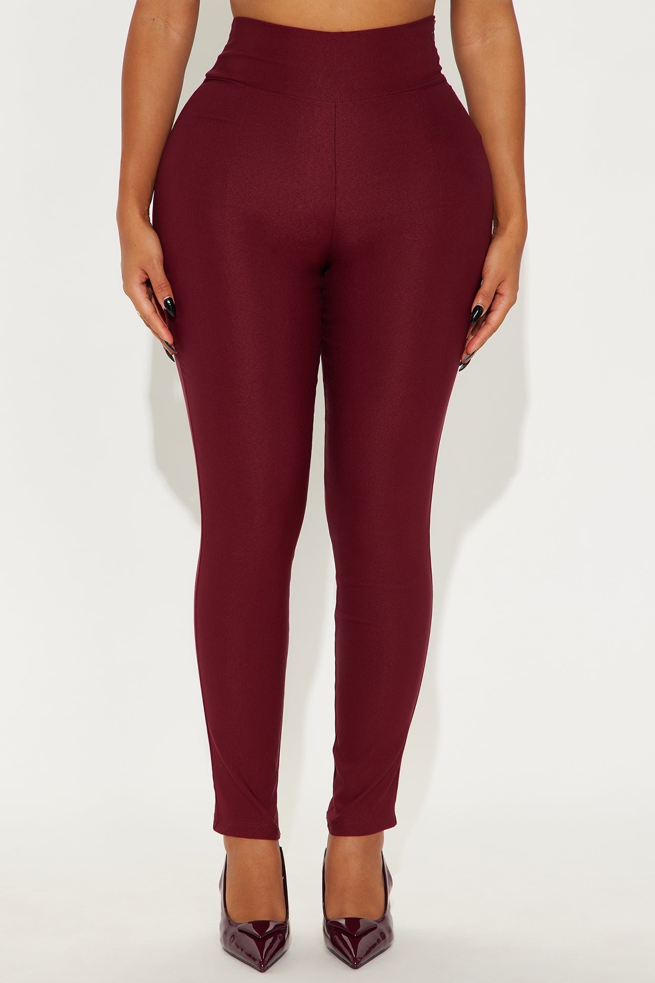 Venetian High Rise Pants - Burgundy