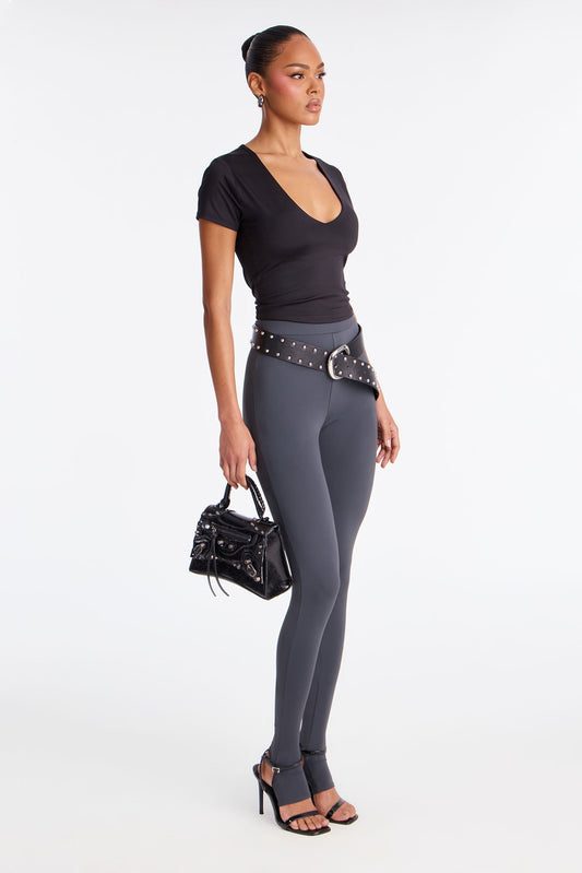 Sleek Statement High Rise Footed Legging - Charcoal