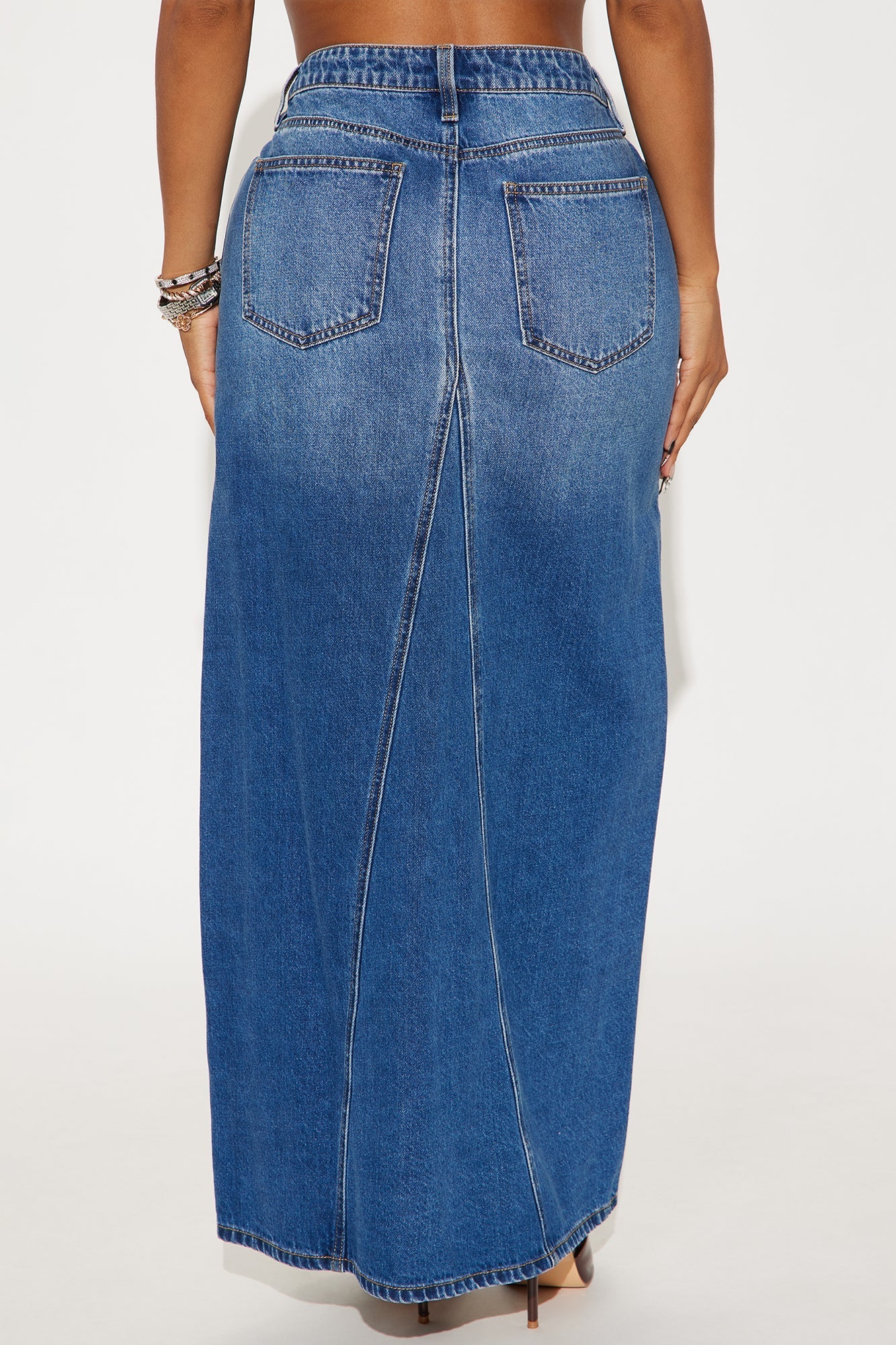 Playing For Keeps Denim Maxi Skirt - Medium Wash
