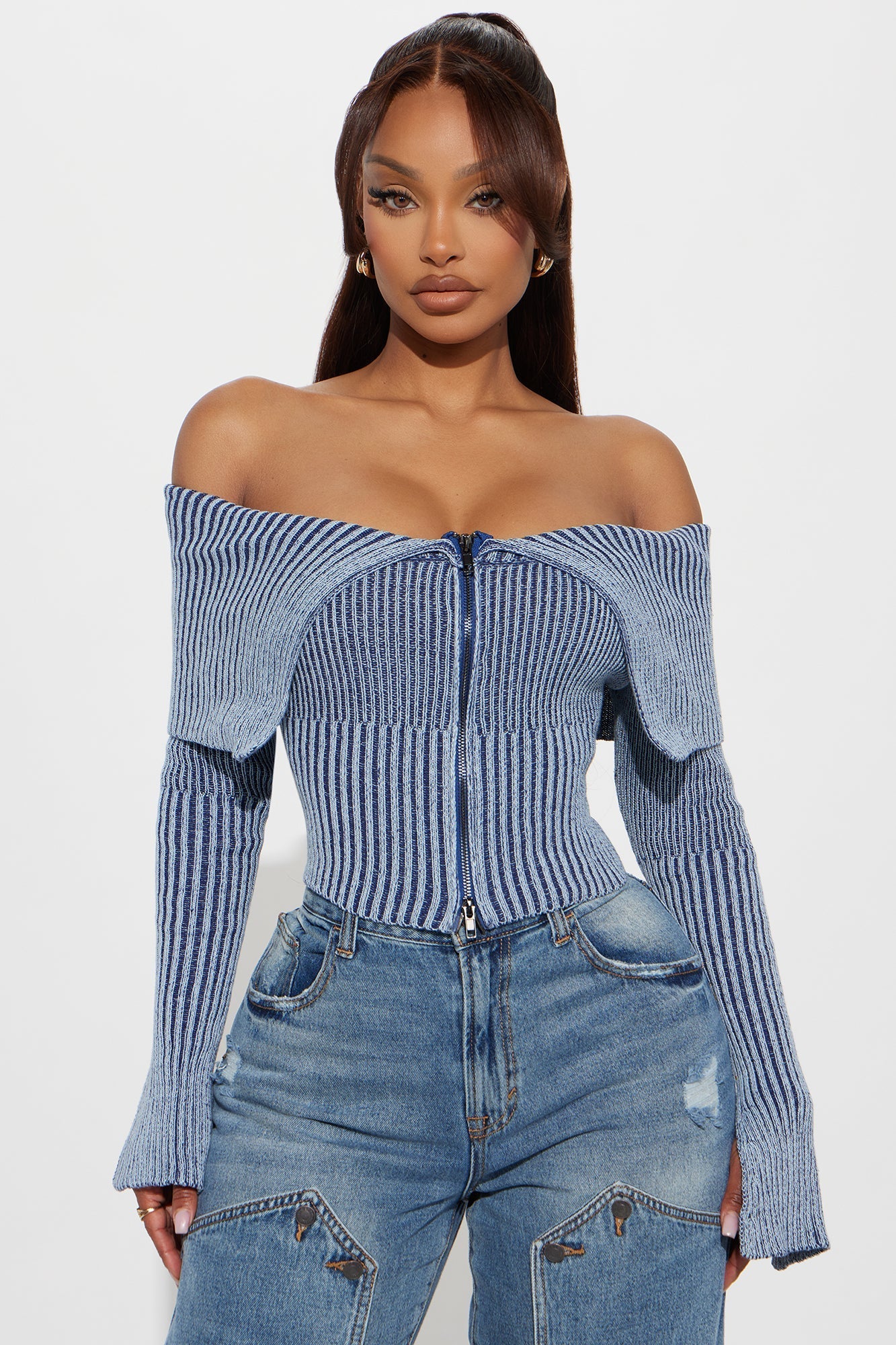 On Your Mind Washed Sweater - Blue
