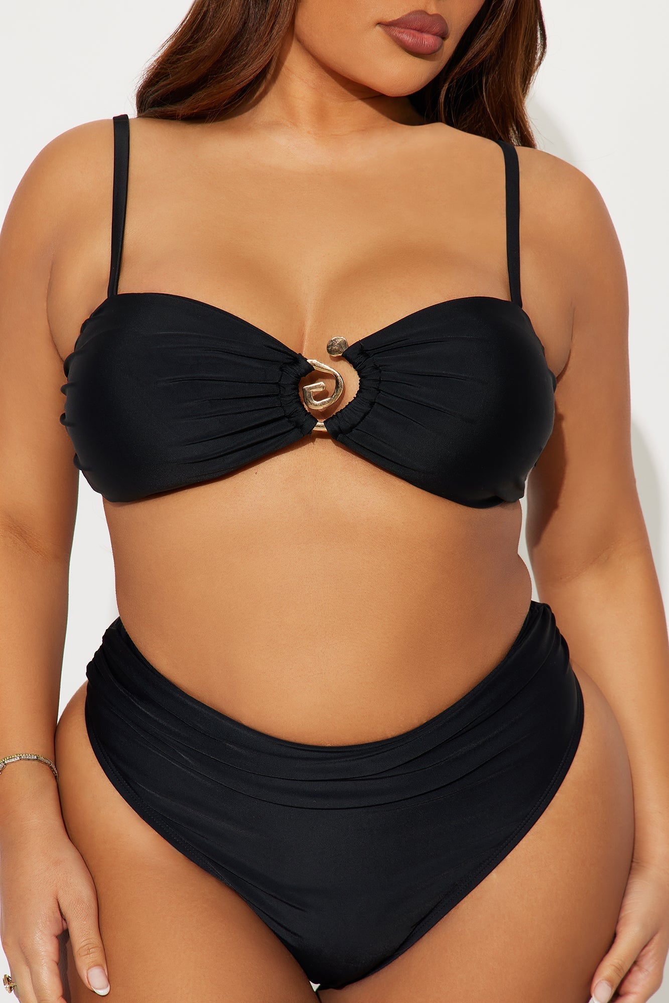Ophelia Swirl Hardware Bralette 2 Piece Bikini - Black