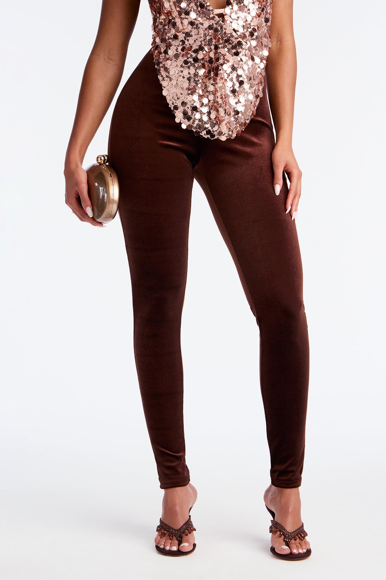Analisa High Rise Velvet Leggings - Chocolate