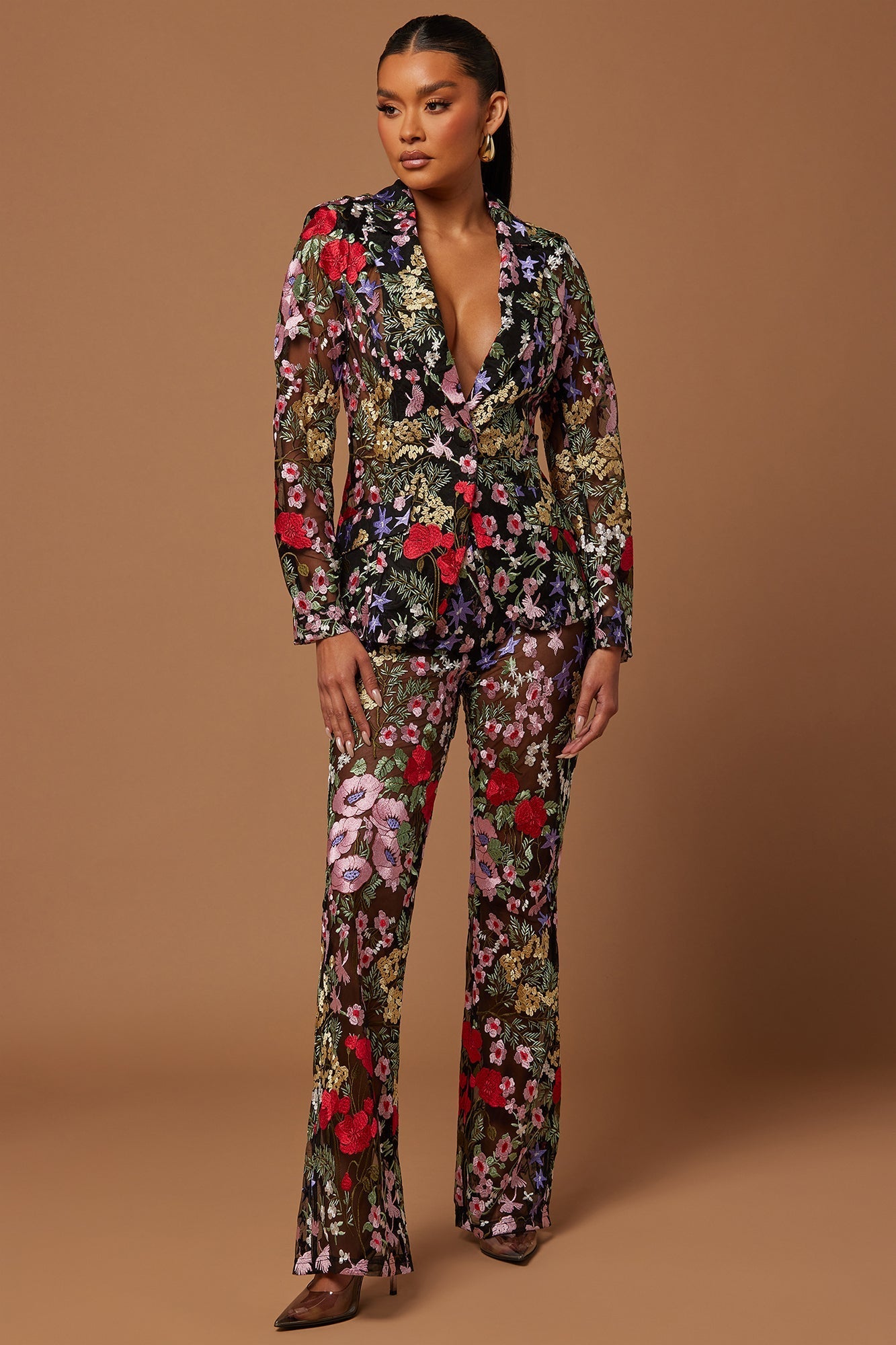 Erin Embroidered Blazer - Black/combo
