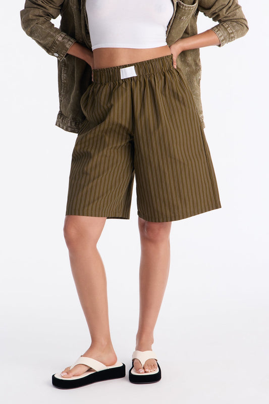 Aurora Striped Boxer Short - Olive/combo