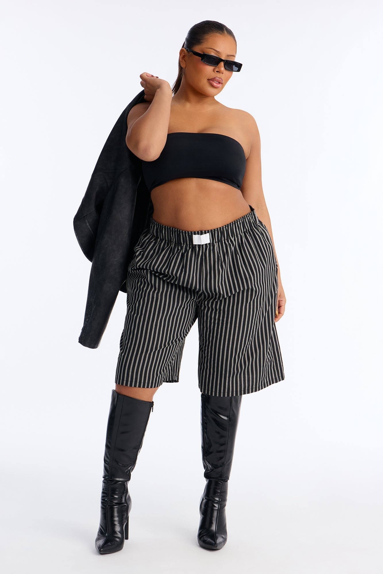Aurora Striped Boxer Short - Black/White