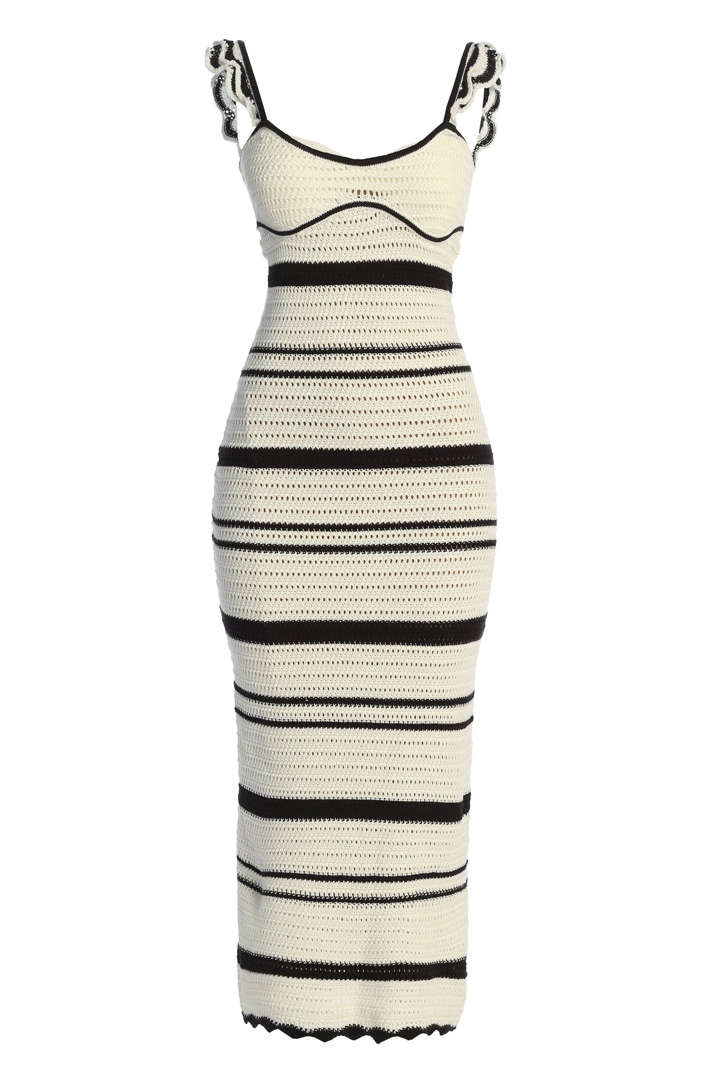 Ivory/Black Norina Striped Midi Dress
